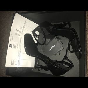 Opyum YSL Heel Sandals 110 Black Saint Laurent New